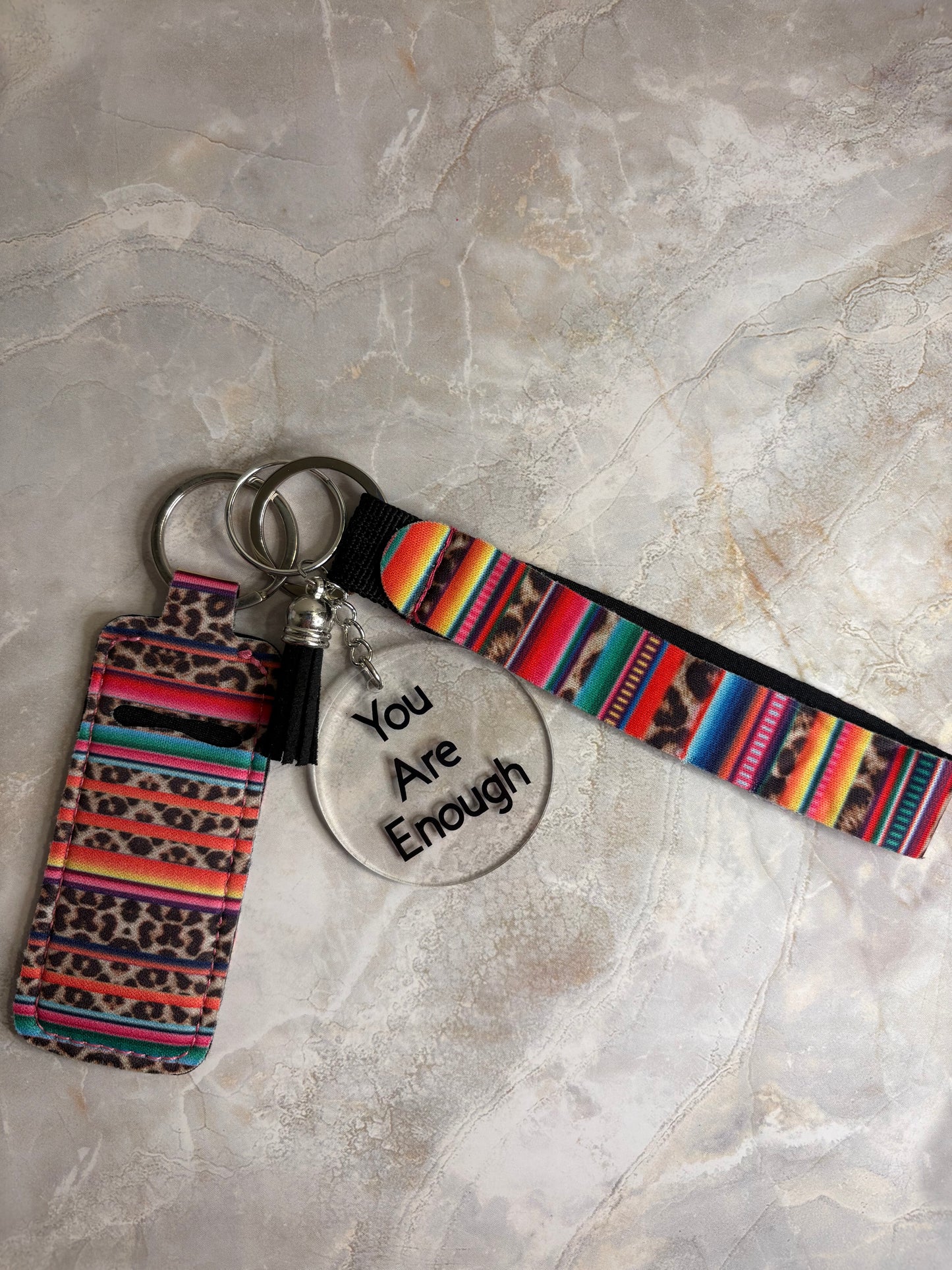 Colorful Striped Leopard Keychain